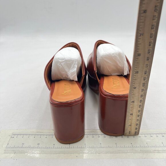Pazzion Brown Red Thick Platform Rounded Toe Mules Clogs Slip On Chunky Heel Sl - Picture 4 of 7